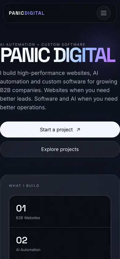 Digital Agency — mobilni prikaz