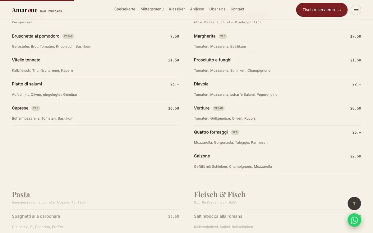 Ristorante — sekcija 1