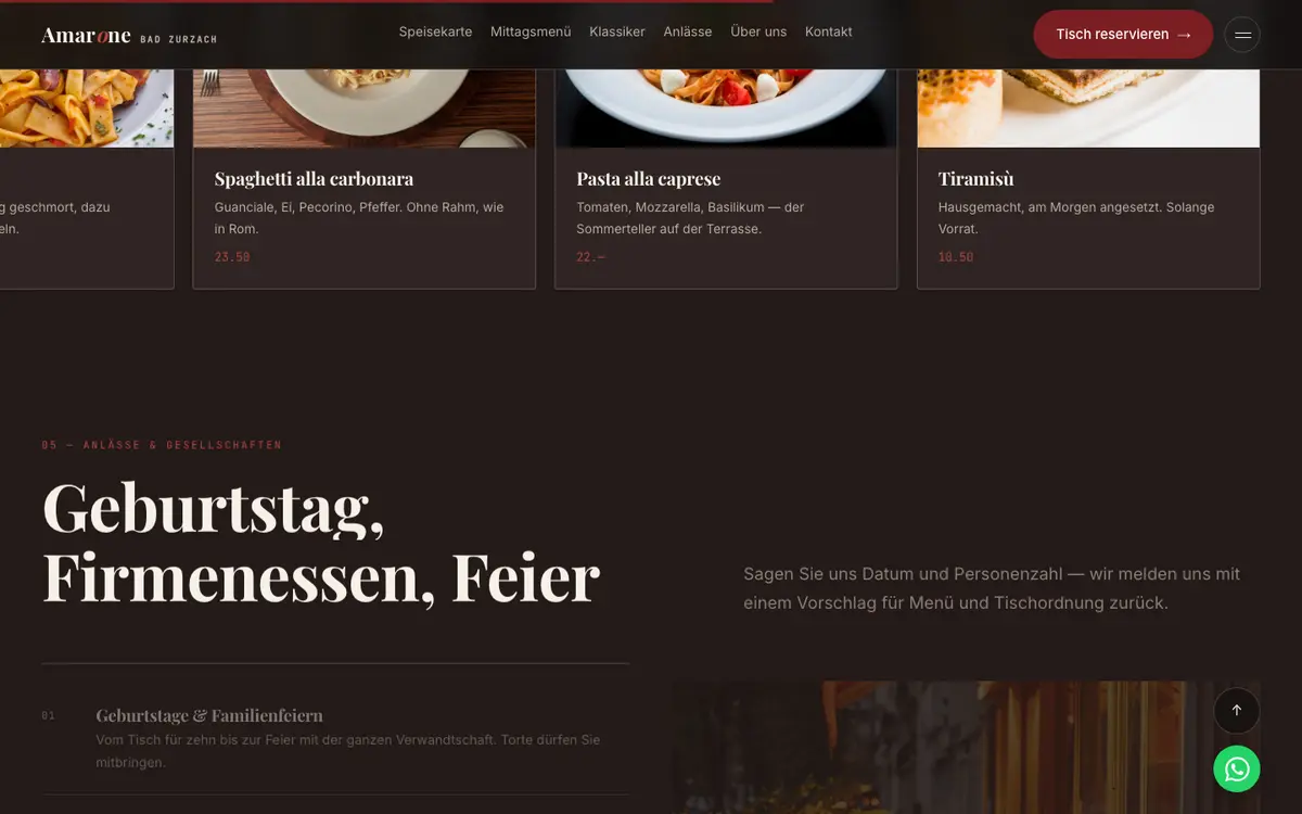 Ristorante — sekcija 3