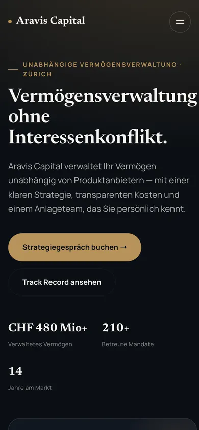 Wealth Management — mobilni prikaz