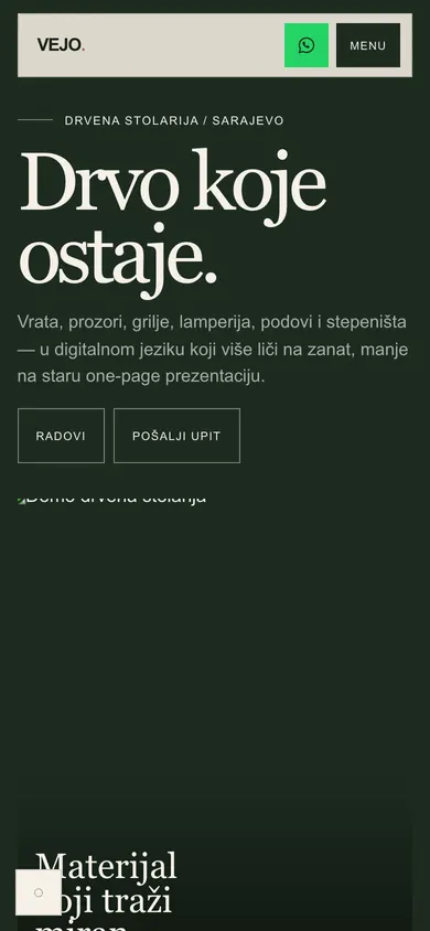 Stolarija Premium — mobilni prikaz