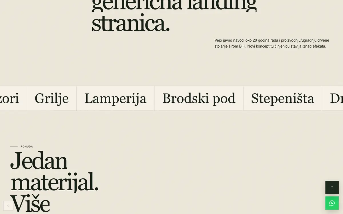 Stolarija Premium — sekcija 1