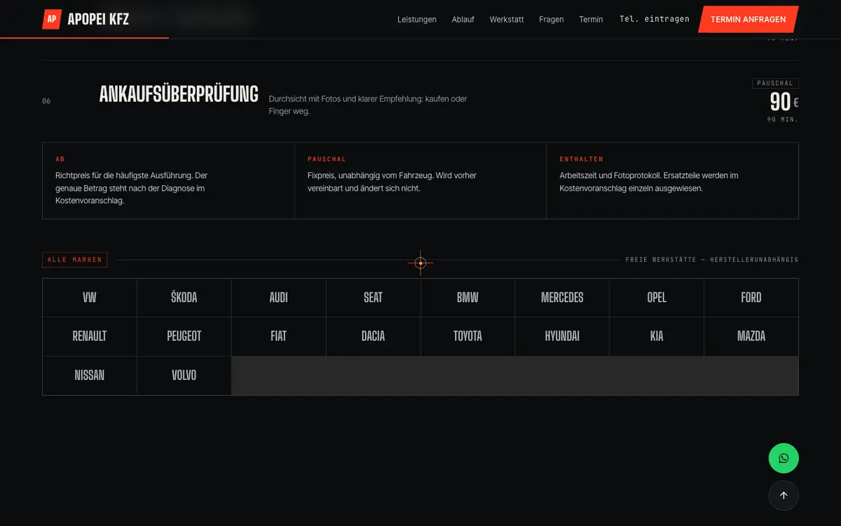KFZ Werkstatt — sekcija 1