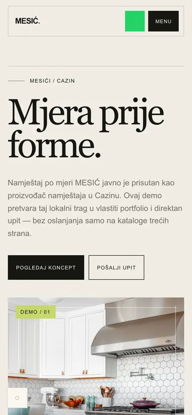 Namještaj po mjeri — mobilni prikaz
