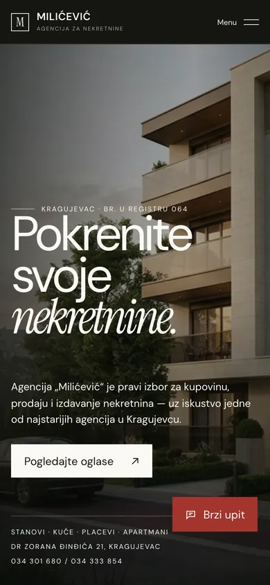 Agencija Classic — mobilni prikaz
