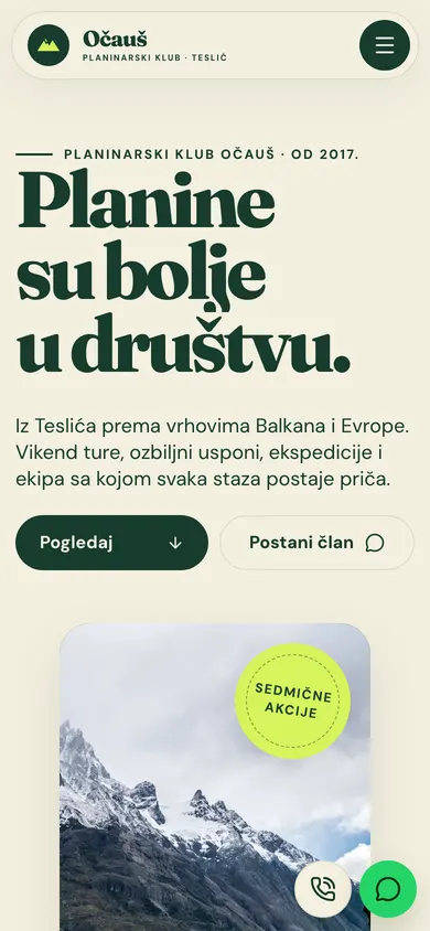 Planinarski klub — mobilni prikaz