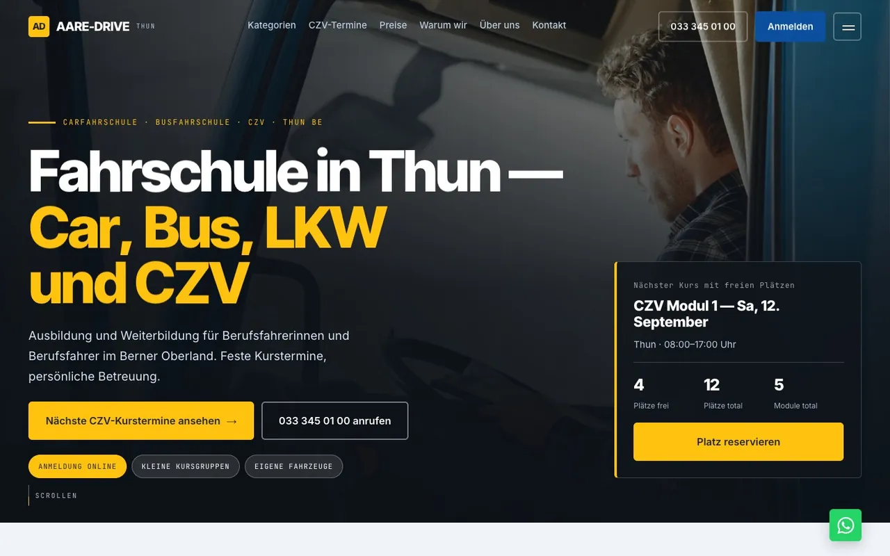 Screenshot: Fahrschule — Desktop