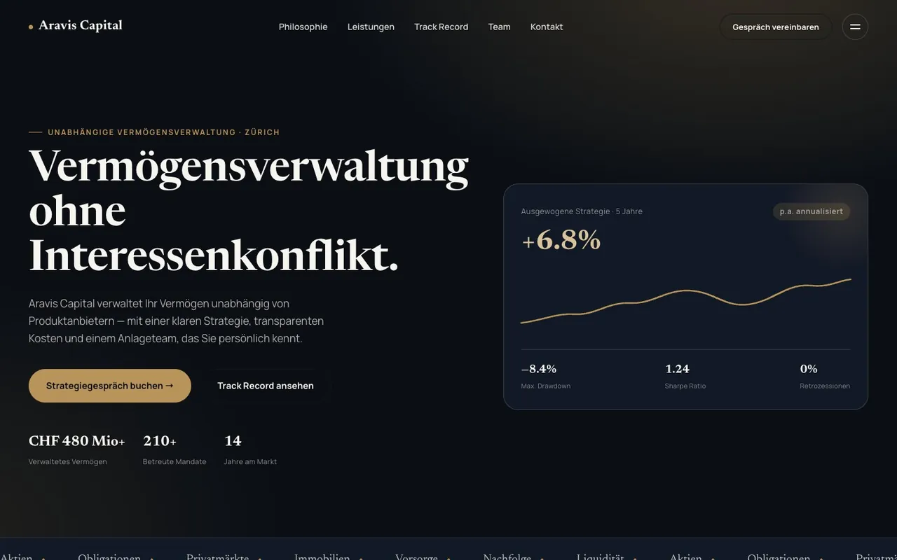 Screenshot: Vermögensverwaltung — Desktop