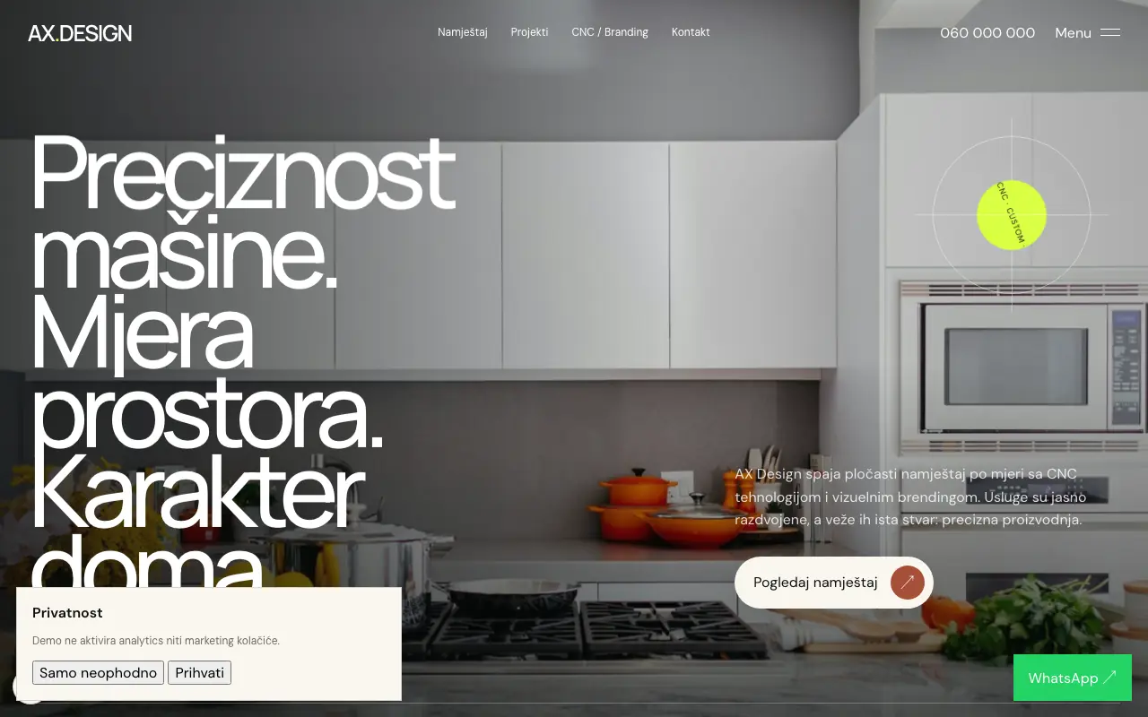 Snimak ekrana: Kuhinje & CNC — Desktop