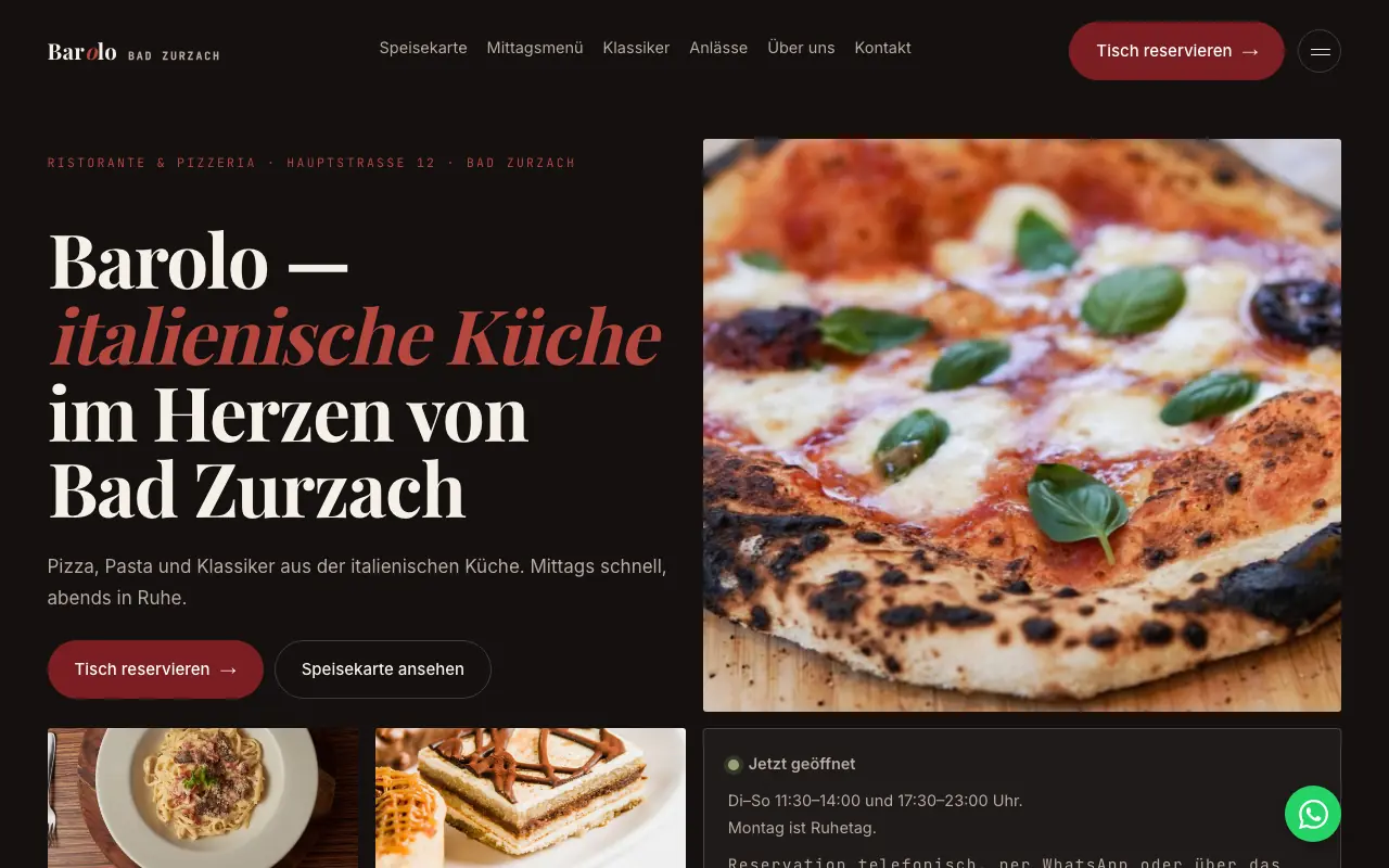 Screenshot: Ristorante — Desktop