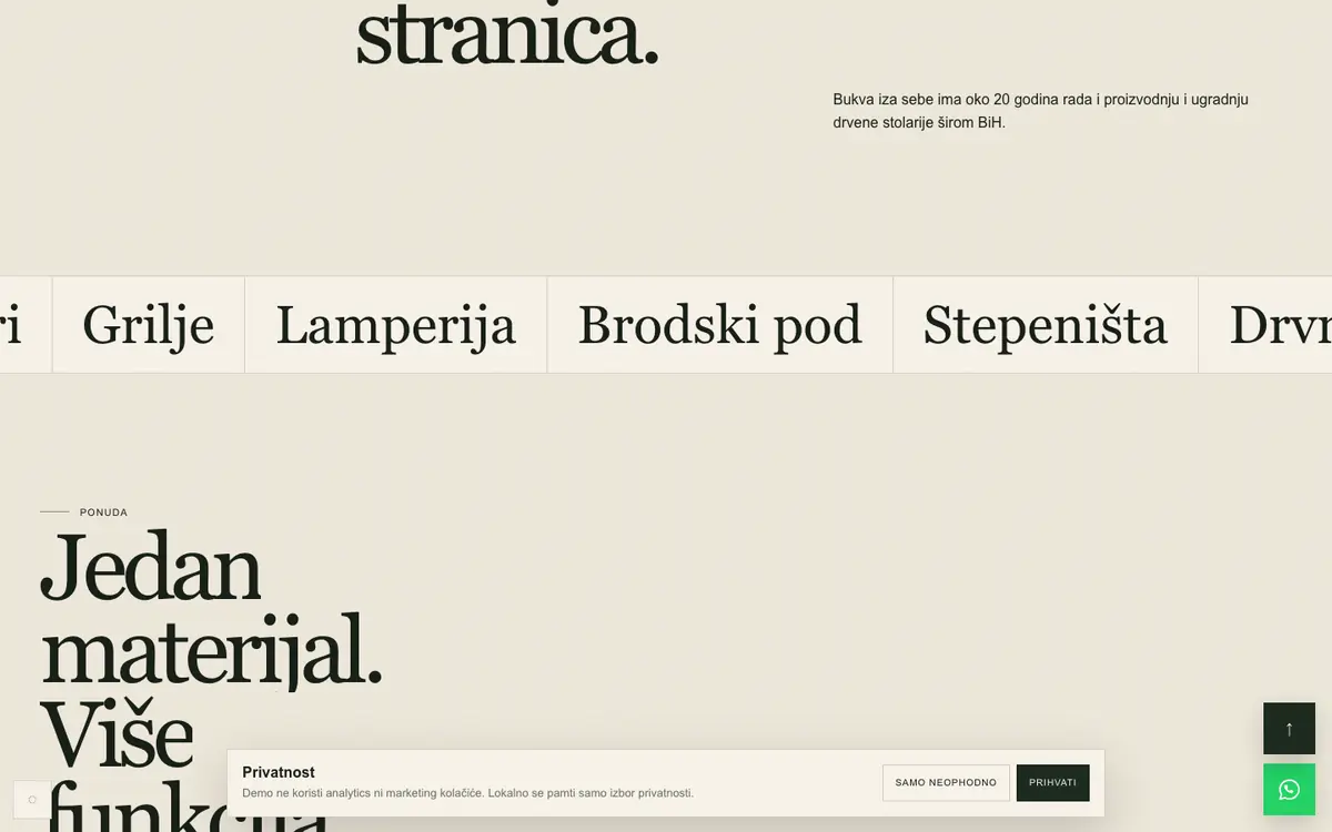 Stolarija Premium — sekcija 1
