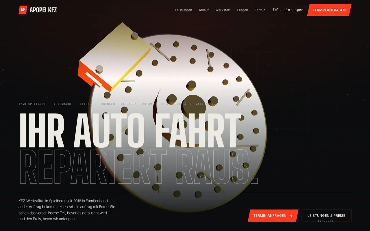 Screenshot: KFZ-Werkstatt — Desktop