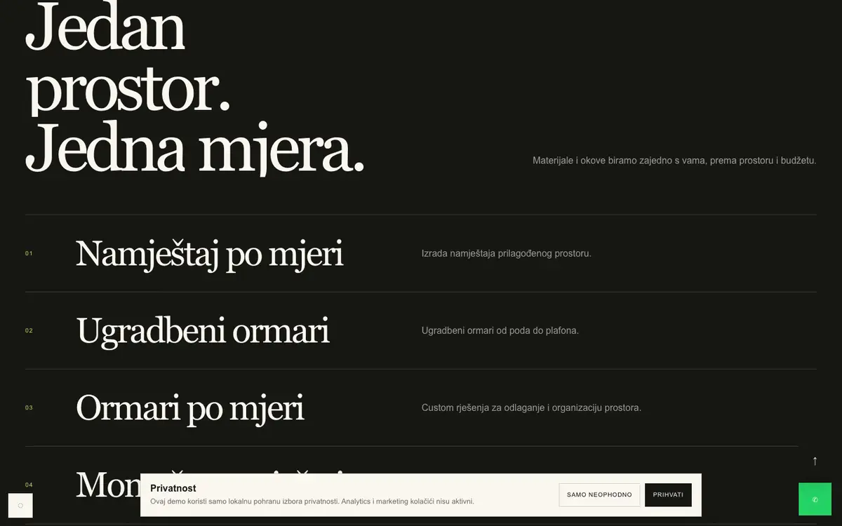 Namještaj po mjeri — sekcija 1