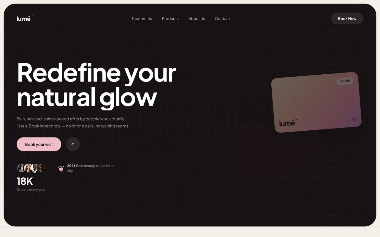 Screenshot: Lumé Beauty — Desktop
