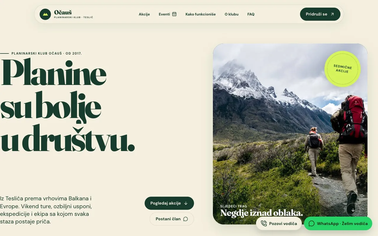 Screenshot: Bergsteigerclub — Desktop