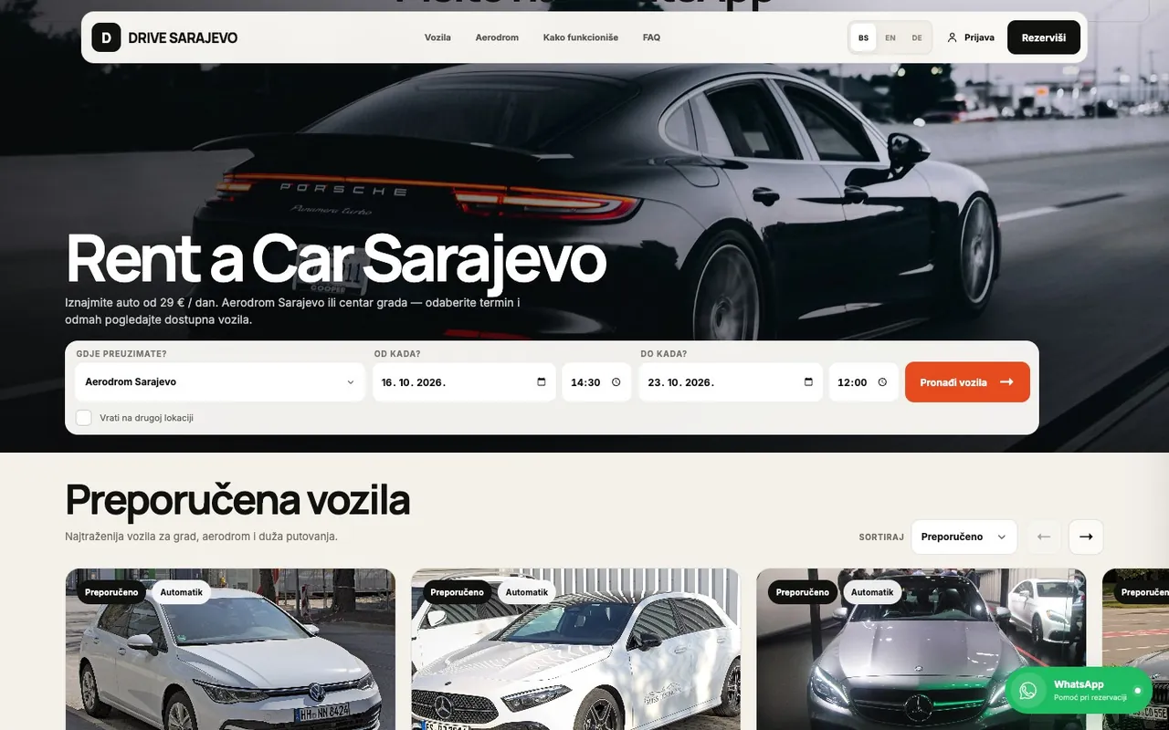 Screenshot: Autovermietung — Desktop